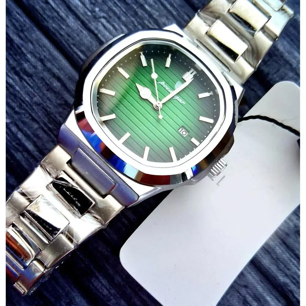 Vintage‎ Poedagar Nautilis Green Guilloché Dial Mens Watch